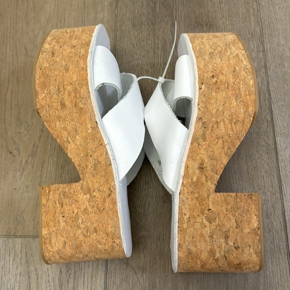 NEW! Jeffrey Campbell Itzelia White Cork Block Heel Platform Slide Sandal - 39 - Picture 9 of 11